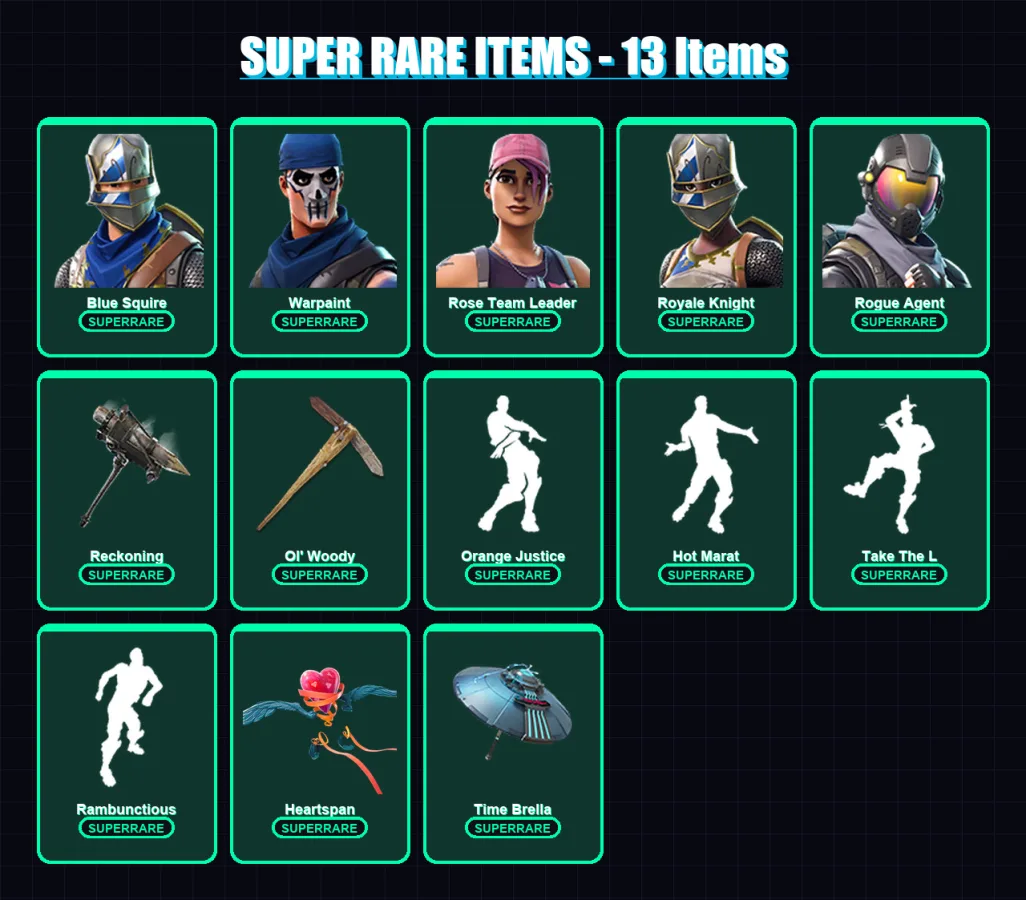 [SWITCH/PSN/PC] | Blue Squire | Warpaint | Rose Team Leader | Royale Knight | Rogue Agent | 195 skin | 158 pickaxe | 153 emote | 152 glider | Lv2130