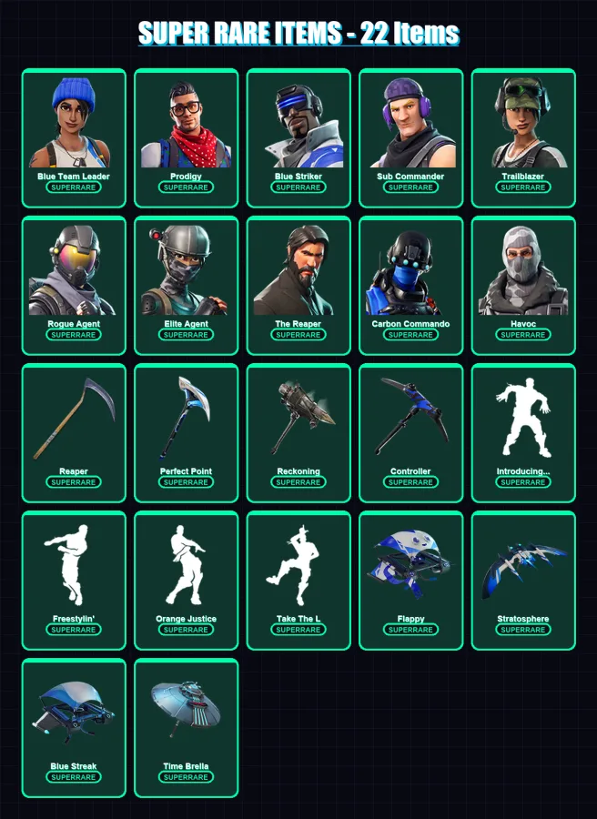 [PS4/PS5/PC] | Blue Team Leader | Prodigy | Blue Striker | Sub Commander | Trailblazer | 36 skin | 39 pickaxe | 43 emote | 38 glider | Lv477