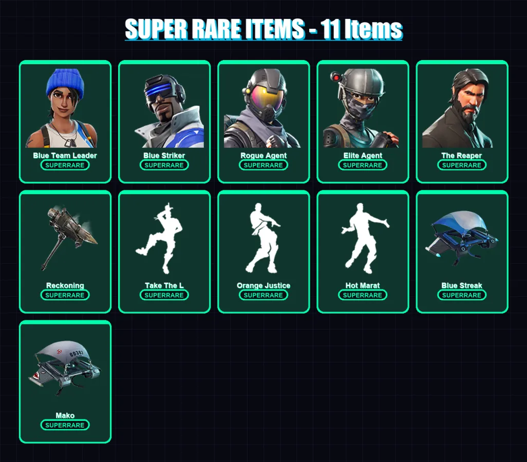 [PC/XBOX/PSN] | Blue Team Leader | Blue Striker | Rogue Agent | Elite Agent | The Reaper | 46 skin | 33 pickaxe | 51 emote | 50 glider | Lv843 — Fortnite account