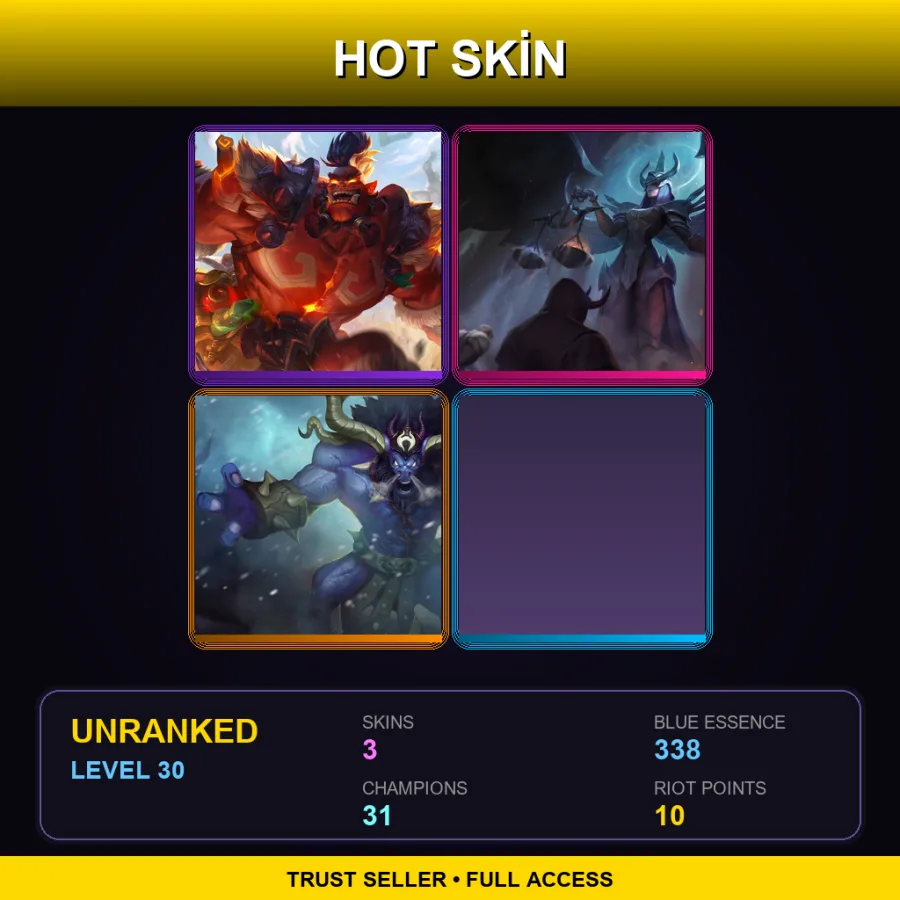 EUNE | Lv30 | Unranked | 3 Skin | 31 Champ
