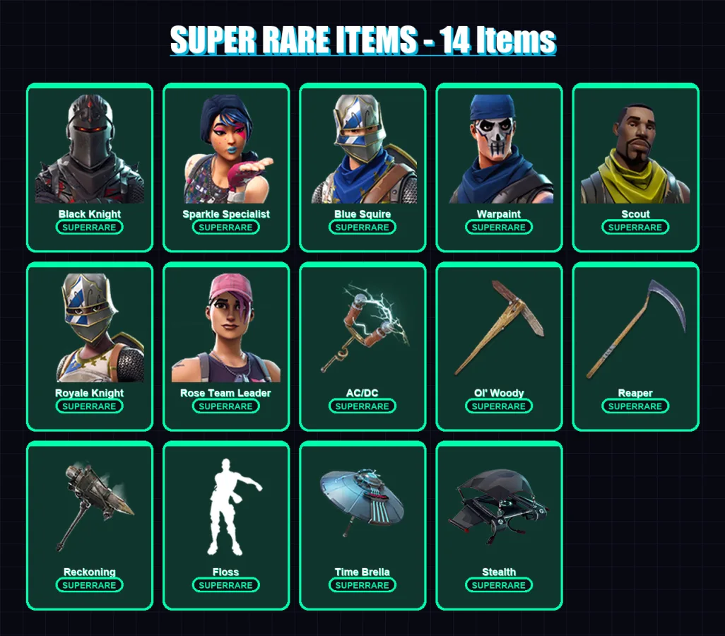 [PC/XBOX/PSN] | OG Skull Trooper | Black Knight | Sparkle Specialist | Blue Squire | Warpaint | 111 skin | 100 pickaxe | 77 emote | 83 glider | Lv10