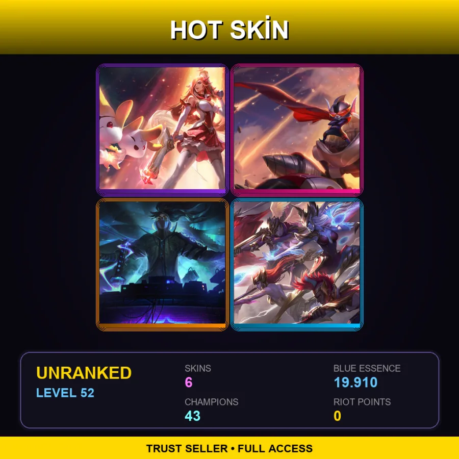 EUW | Lv52 | Unranked | 6 Skin | 43 Champ