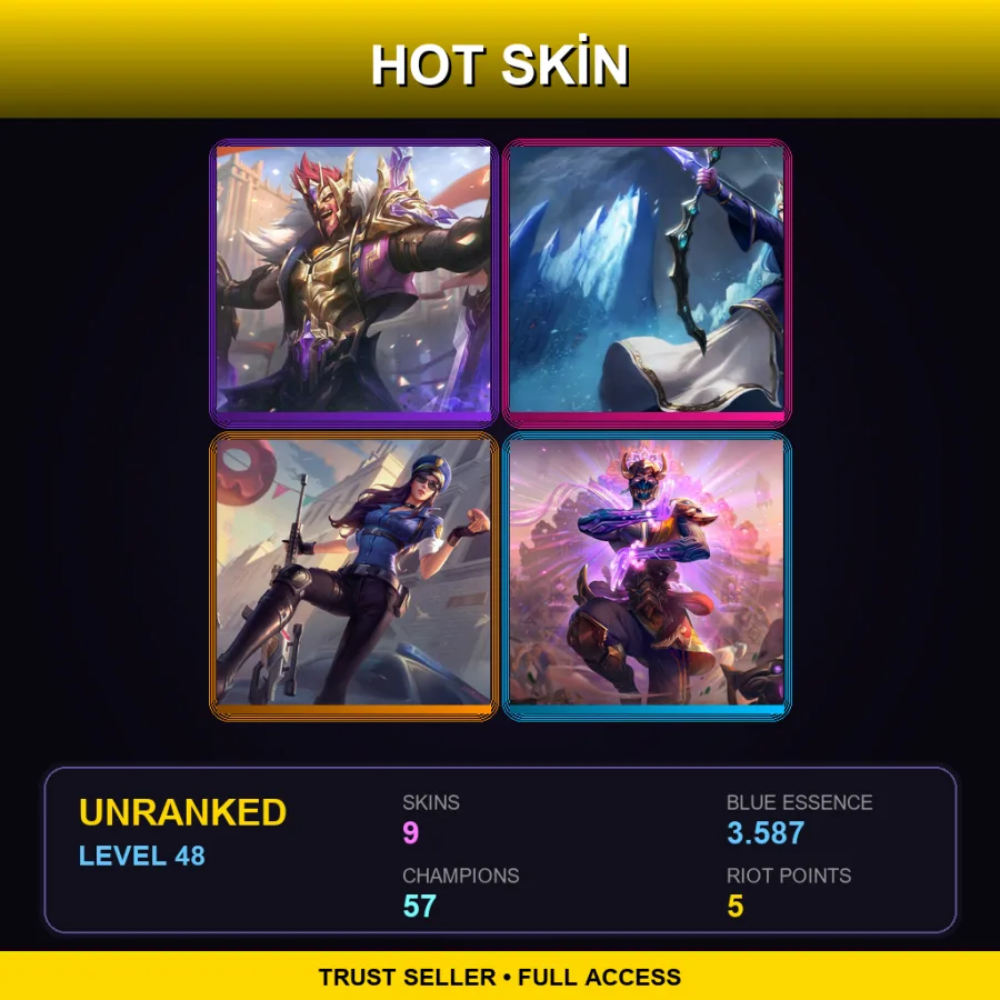 EUW | Lv48 | Unranked | 9 Skin | 57 Champ