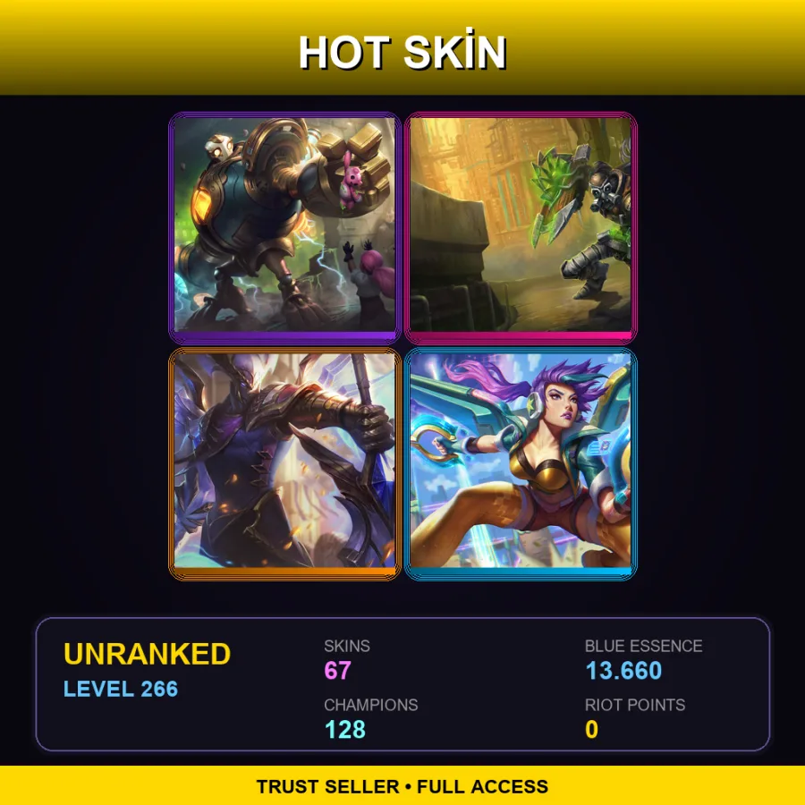 TR | Lv266 | Unranked | 67 Skin | 128 Champ — LoL account