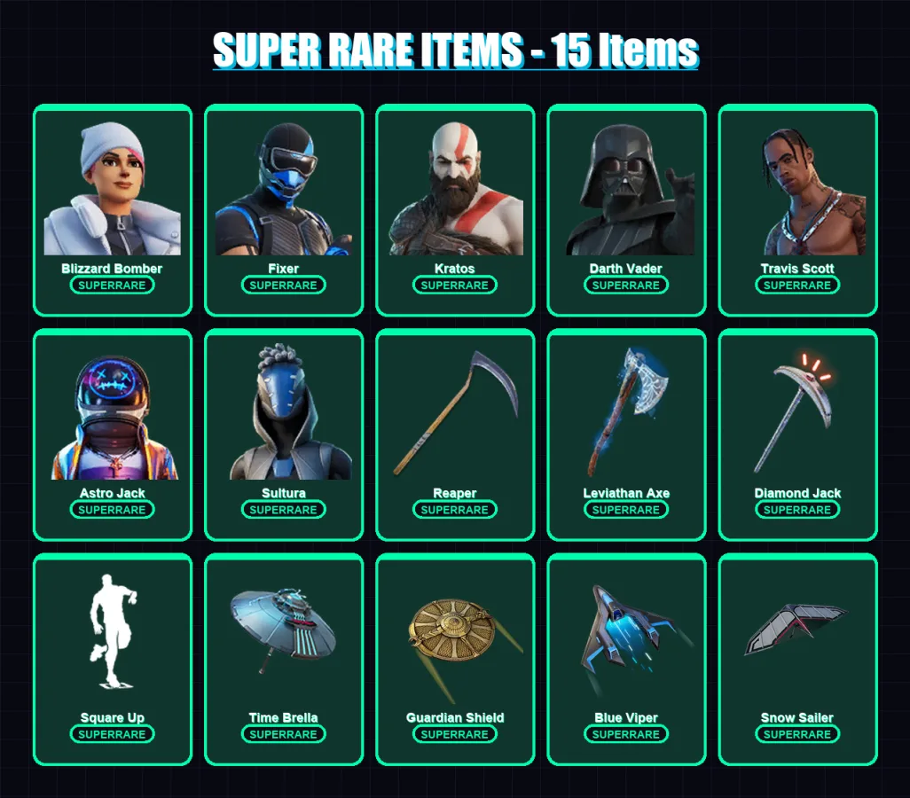[PS4/PS5/PC] | Blizzard Bomber | Fixer | Kratos | Darth Vader | Travis Scott | 319 skin | 319 pickaxe | 253 emote | 221 glider | Lv3326