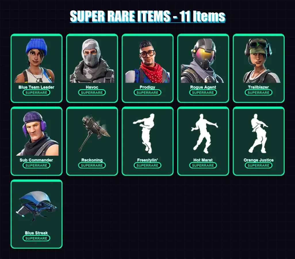 [PC/XBOX/PSN] | Blue Team Leader | Havoc | Prodigy | Rogue Agent | Trailblazer | 35 skin | 26 pickaxe | 34 emote | 39 glider | Lv555 — Fortnite account