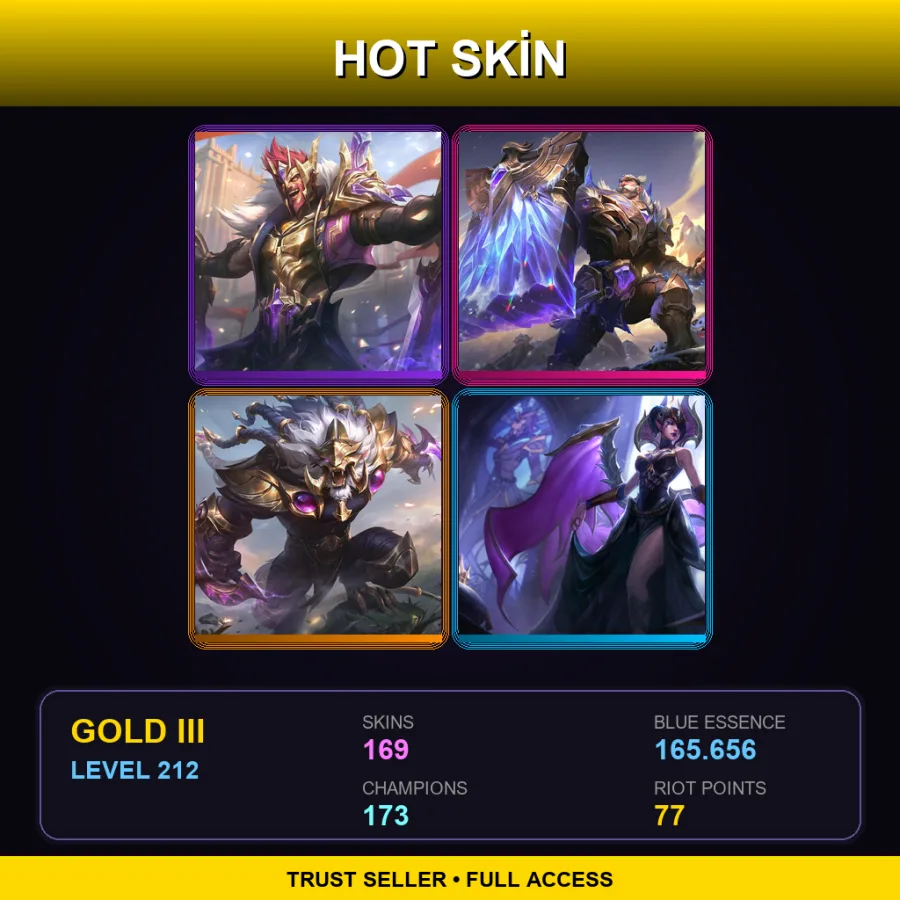 BR | Victorious Draven | Victorious Braum | Victorious Rengar | Victorious Morgana | 169 Skin | 173 Champ | Gold III | Lv212