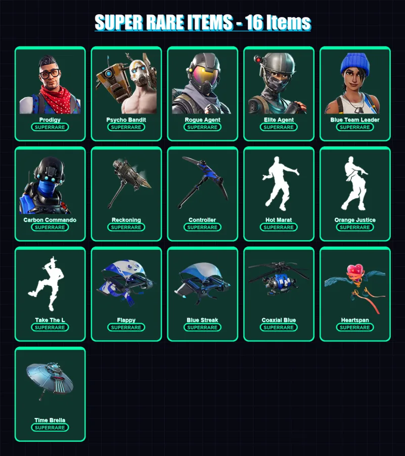 [PS4/PS5/XBOX/PC] | Prodigy | Psycho Bandit | Rogue Agent | Elite Agent | Blue Team Leader | 182 skin | 200 pickaxe | 204 emote | 162 glider | Lv236