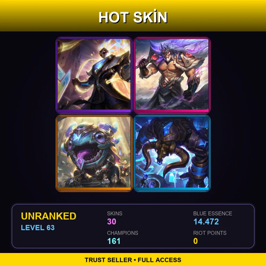VN | Lv63 | Unranked | 30 Skin | 161 Champ — Hextech Alistar