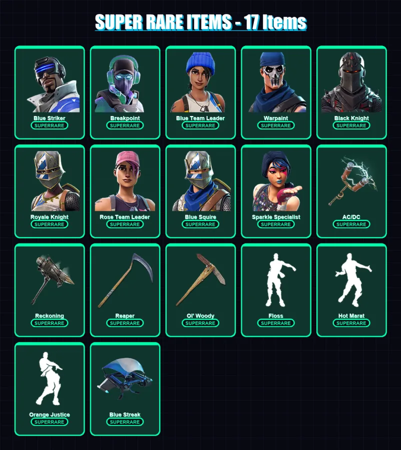 [PC/XBOX] | Blue Striker | Breakpoint | Blue Team Leader | Warpaint | Black Knight | 117 skin | 107 pickaxe | 103 emote | 106 glider | Lv1665 — Fortnite account
