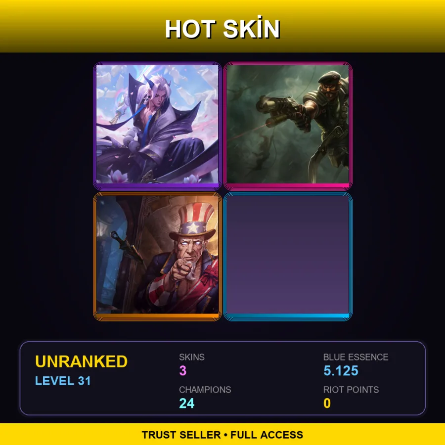 EUW | Lv31 | Unranked | 3 Skin | 24 Champ
