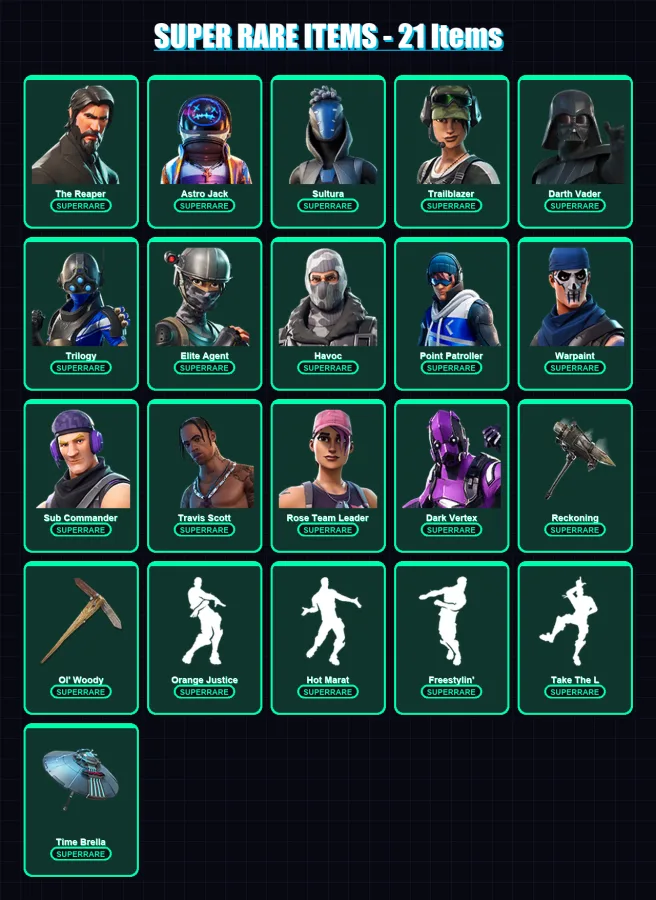 [PC] | The Reaper | Astro Jack | Sultura | Trailblazer | Darth Vader | 248 skin | 214 pickaxe | 163 emote | 155 glider | Lv1782 — Fortnite account