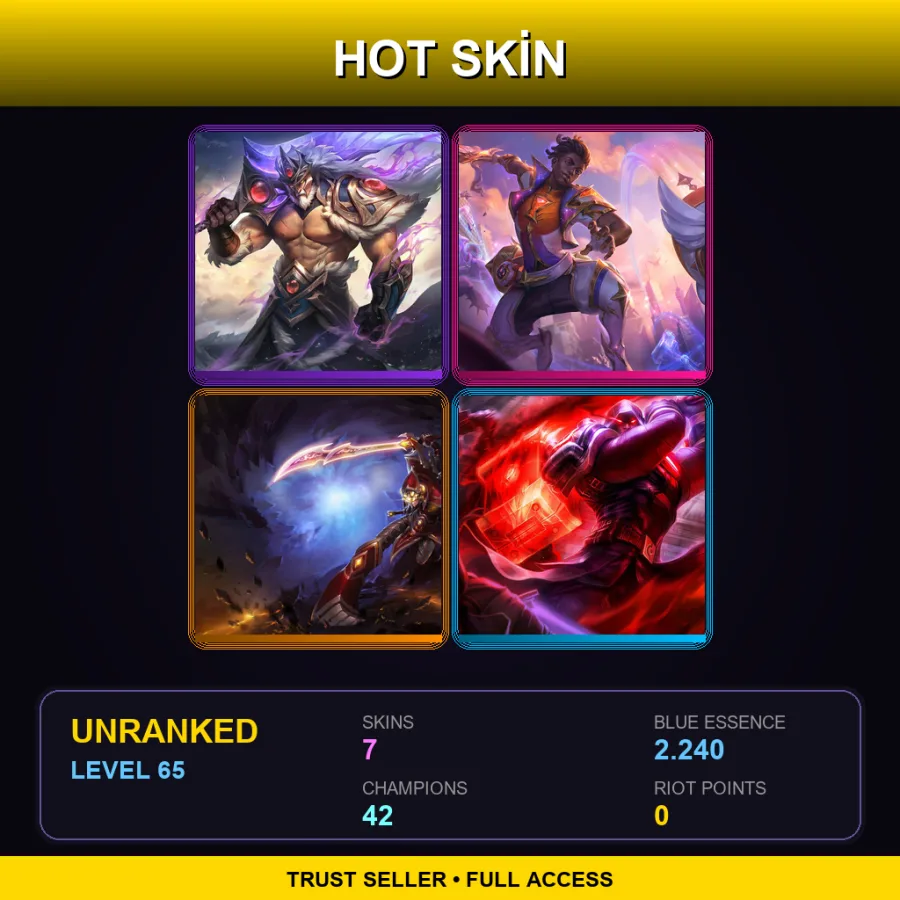 EUW | Lv65 | Unranked | 7 Skin | 42 Champ