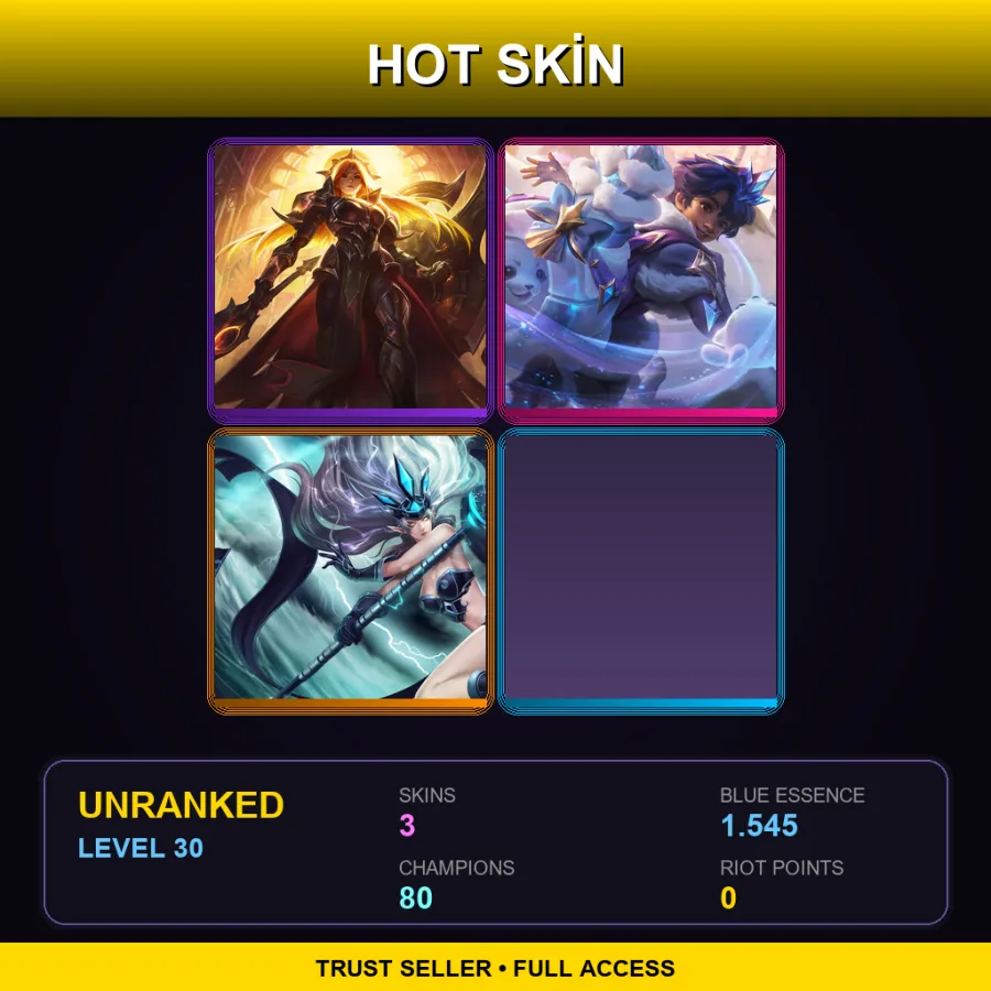 TW | Solar Eclipse Leona | Winter Wonder Milio | Tempest Janna | 3 Skin | 80 Champ | Lv30