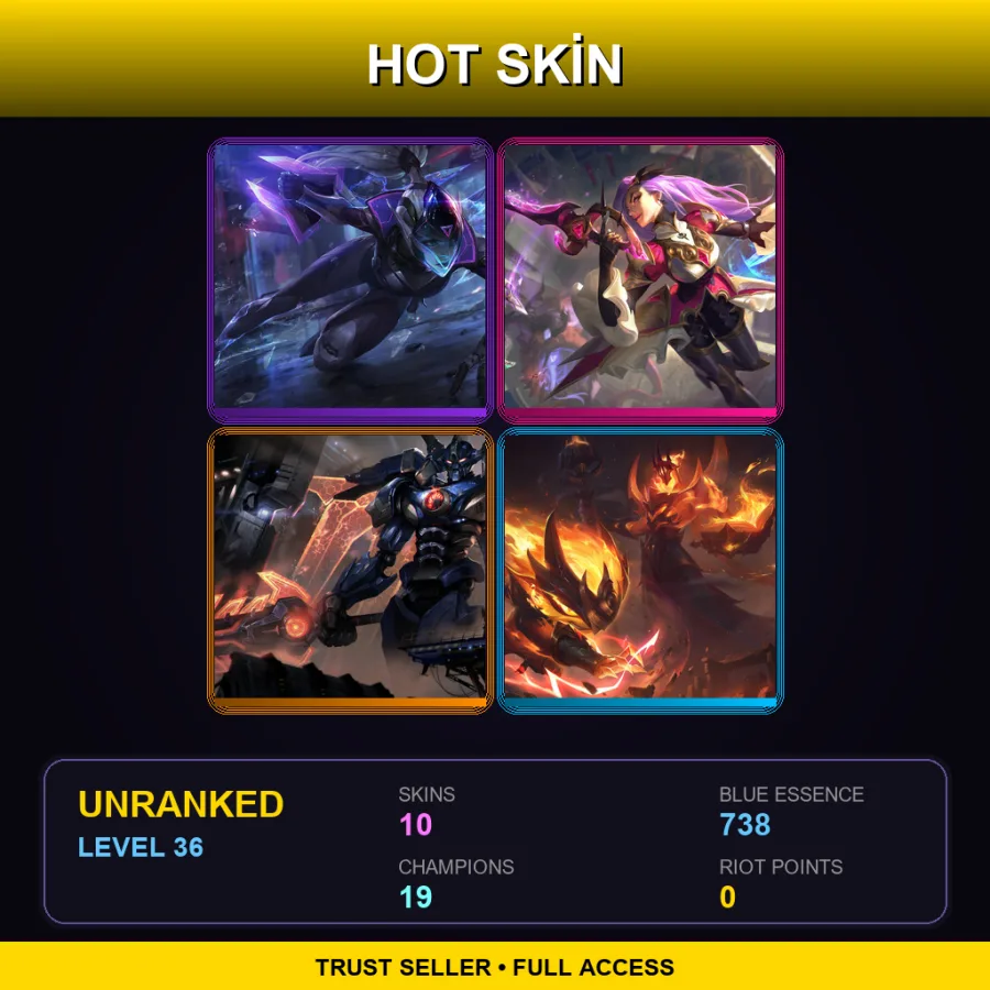 LAS | Lv36 | Unranked | 10 Skin | 19 Champ — LoL account