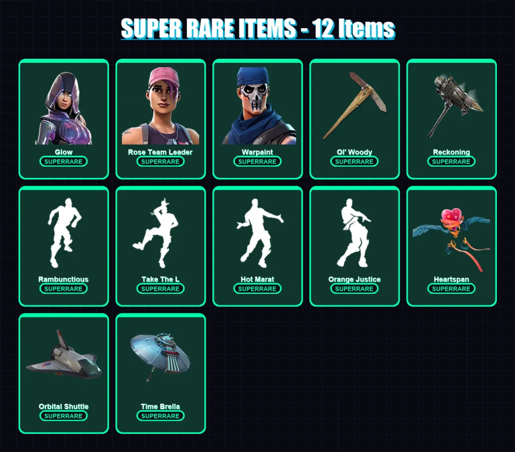 [PC/XBOX/PSN] | Glow | Rose Team Leader | Warpaint | Omegarok | Zeus | 169 skin | 170 pickaxe | 162 emote | 151 glider | Lv1966