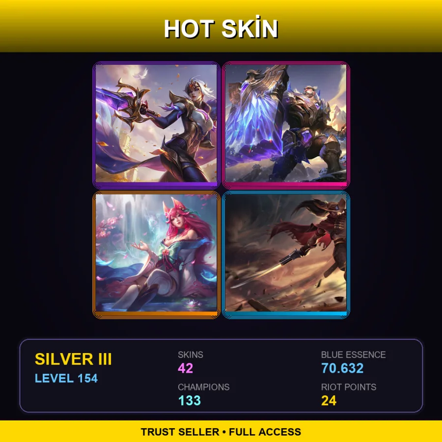 VN | Lv154 | Silver III | 42 Skin | 133 Champ — LoL account