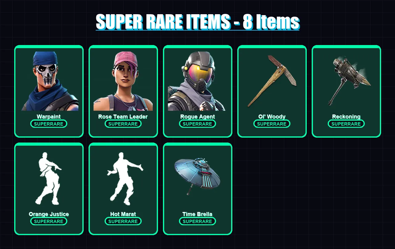 [PC/PSN] | Warpaint | Rose Team Leader | Rogue Agent | Ravage | Blackheart | 73 skin | 84 pickaxe | 104 emote | 78 glider | Lv820 — Fortnite account