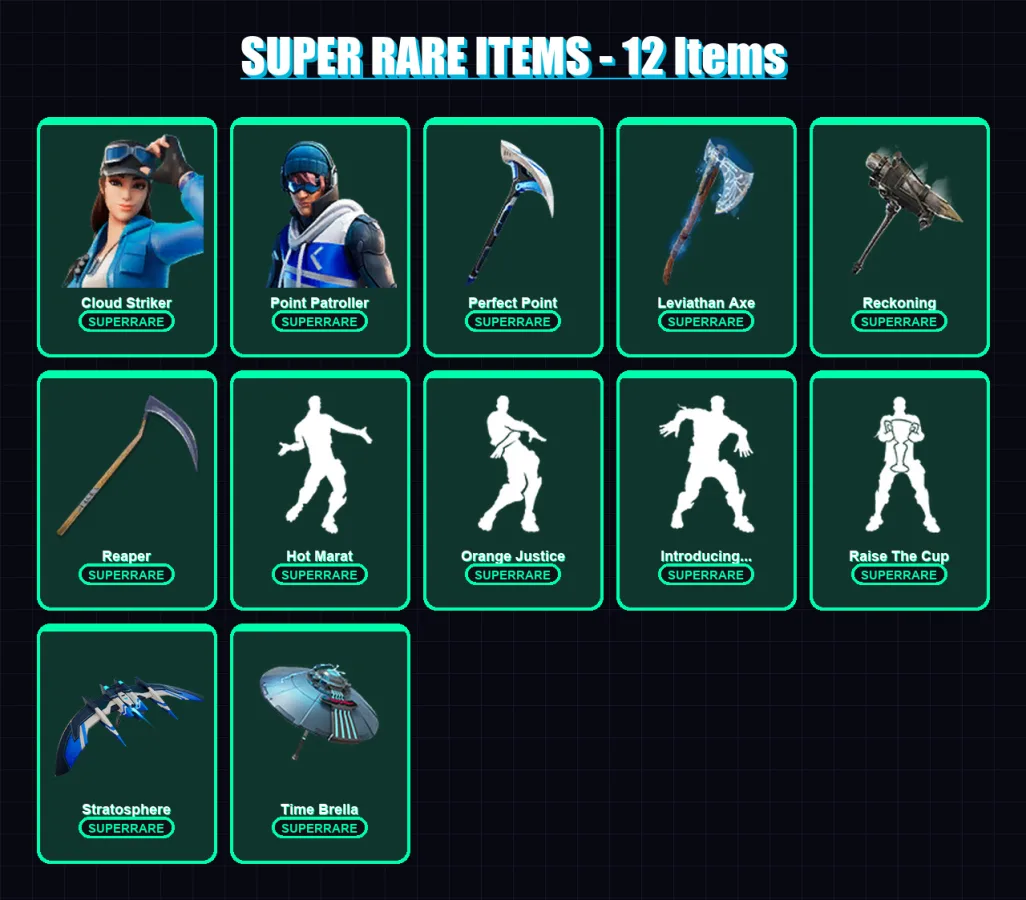 [PS4/PS5/XBOX/PC] | Cloud Striker | Point Patroller | Raz | Eternal Knight | Lynx | 90 skin | 137 pickaxe | 127 emote | 120 glider | Lv1978