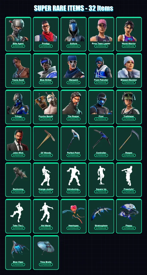 [PS4/PS5/XBOX/PC] | Elite Agent | Prodigy | Sultura | Rose Team Leader | World Warrior | 140 skin | 104 pickaxe | 91 emote | 104 glider | Lv1140