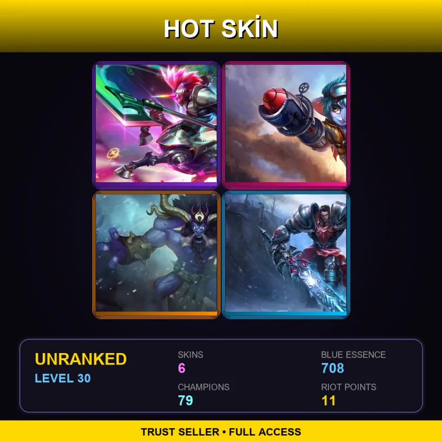 EUNE | Lv30 | Unranked | 6 Skin | 79 Champ — LoL account