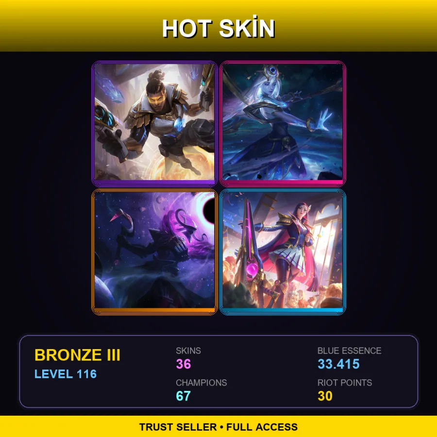EUW | Lv116 | Bronze III | 36 Skin | 67 Champ