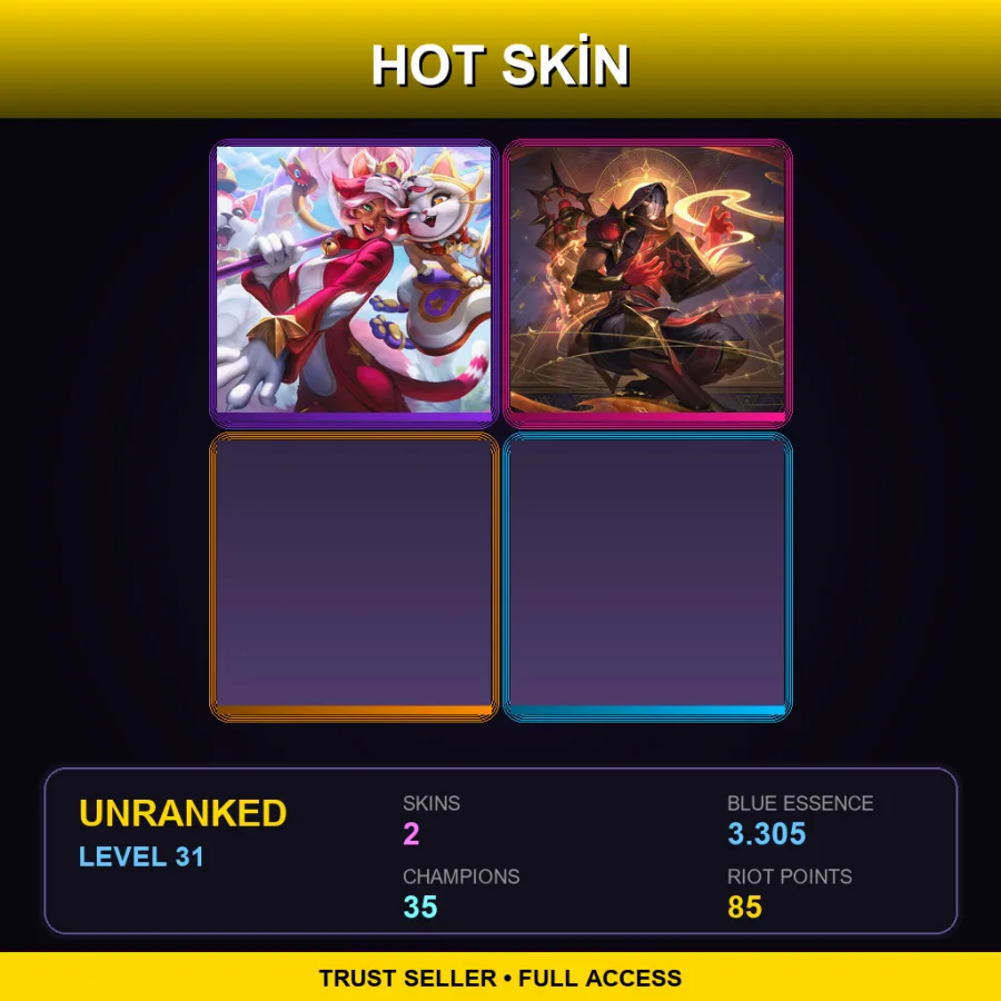 EUW | Lv31 | Unranked | 2 Skin | 35 Champ — LoL account