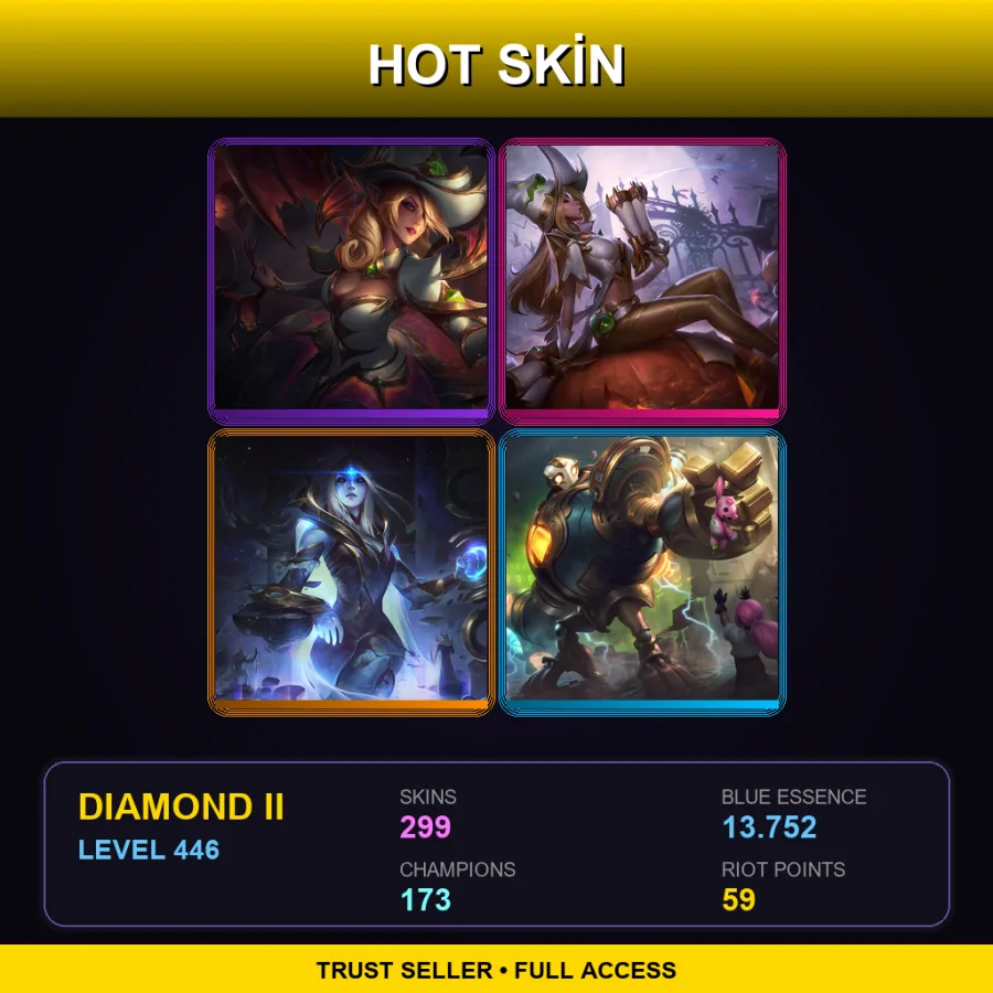 EUNE | Prestige Bewitching Morgana | Prestige Bewitching Miss Fortune | Cosmic Queen Ashe | 299 Skin | 173 Champ | Diamond II | Lv446