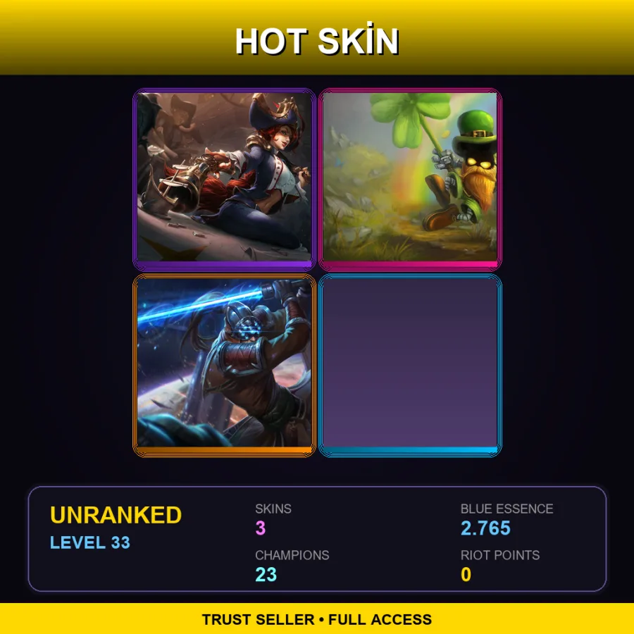 EUW | Lv33 | Unranked | 3 Skin | 23 Champ