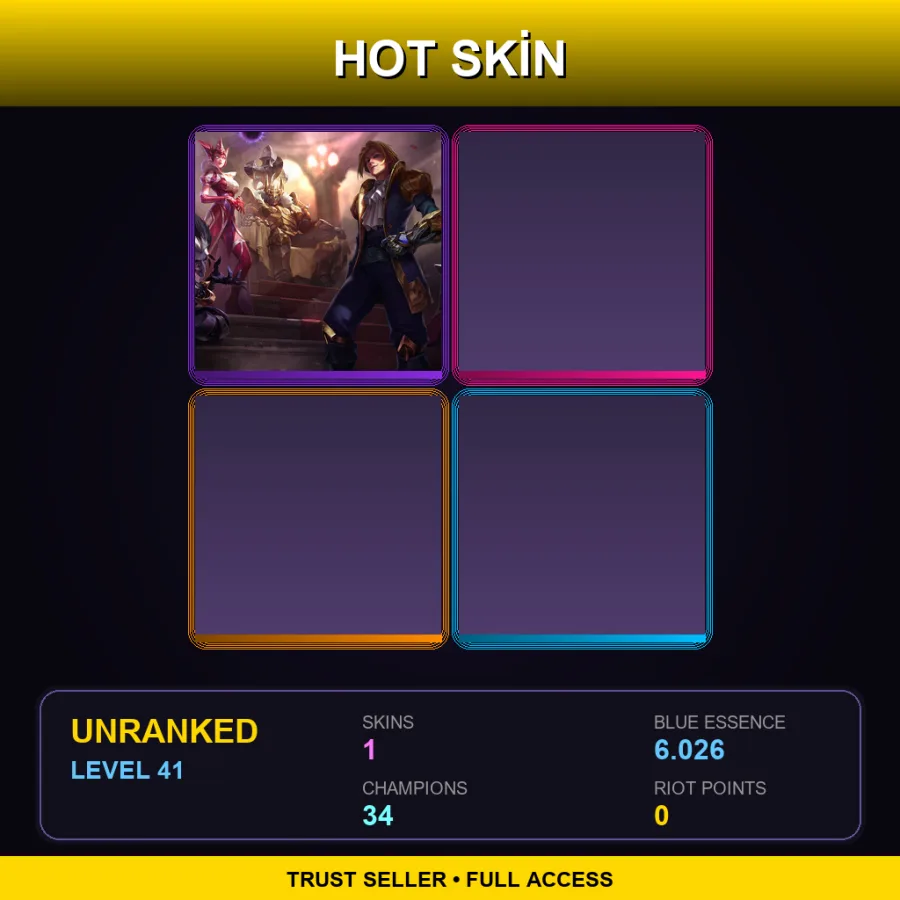 EUW | Lv41 | Unranked | 1 Skin | 34 Champ — LoL account