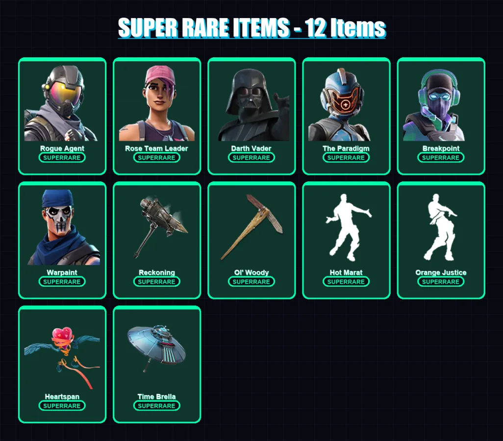 [PC/XBOX] | Rogue Agent | Rose Team Leader | Darth Vader | The Paradigm | Breakpoint | 202 skin | 190 pickaxe | 167 emote | 155 glider | Lv1929