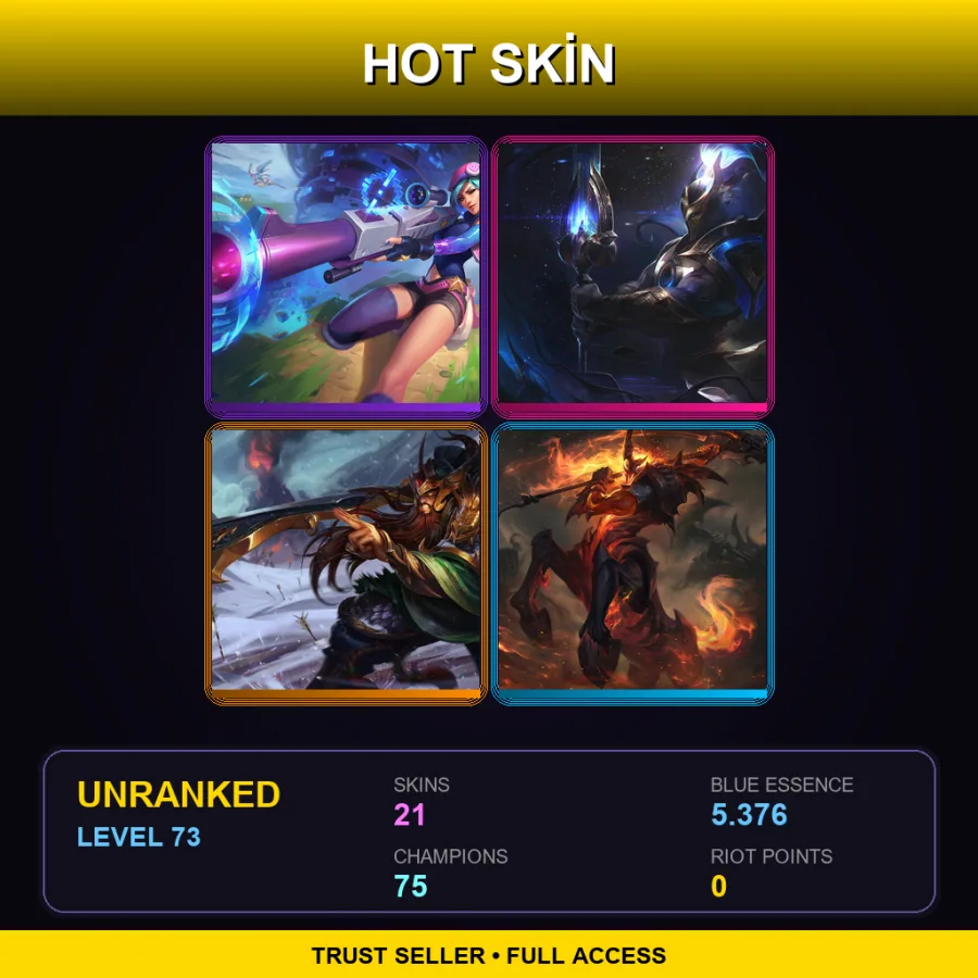 LAN | Lv73 | Unranked | 21 Skin | 75 Champ — LoL account