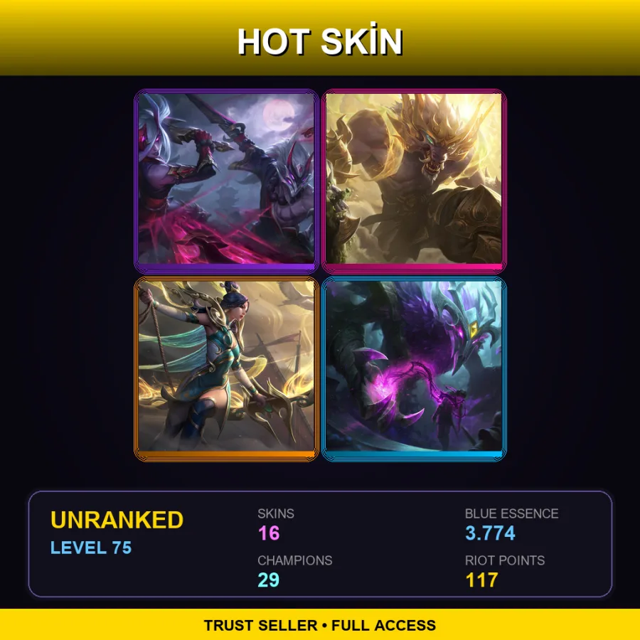 LAN | Lv75 | Unranked | 16 Skin | 29 Champ