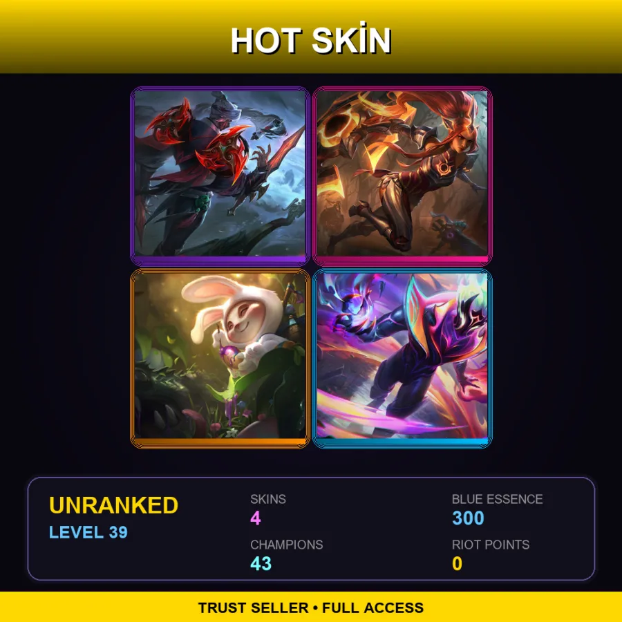 LAS | Lv39 | Unranked | 4 Skin | 43 Champ — LoL account