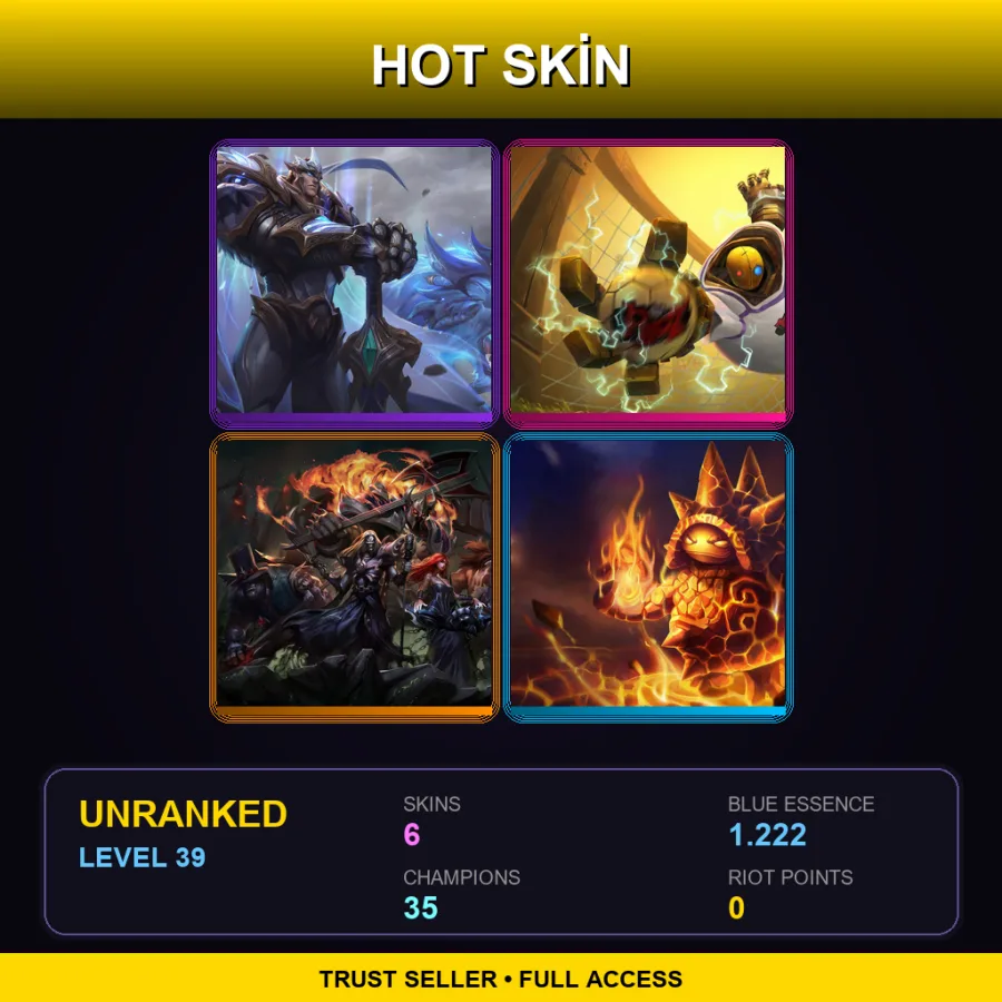 EUW | Lv39 | Unranked | 6 Skin | 35 Champ