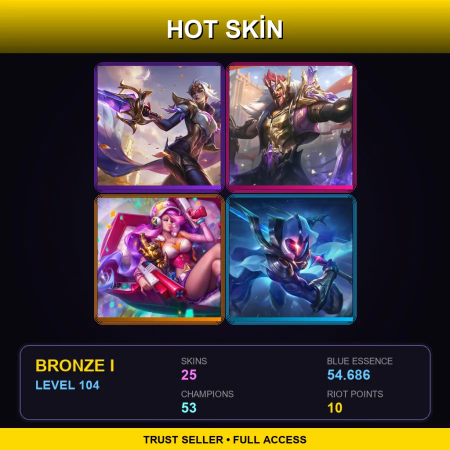 LAN | Lv104 | Bronze I | 25 Skin | 53 Champ