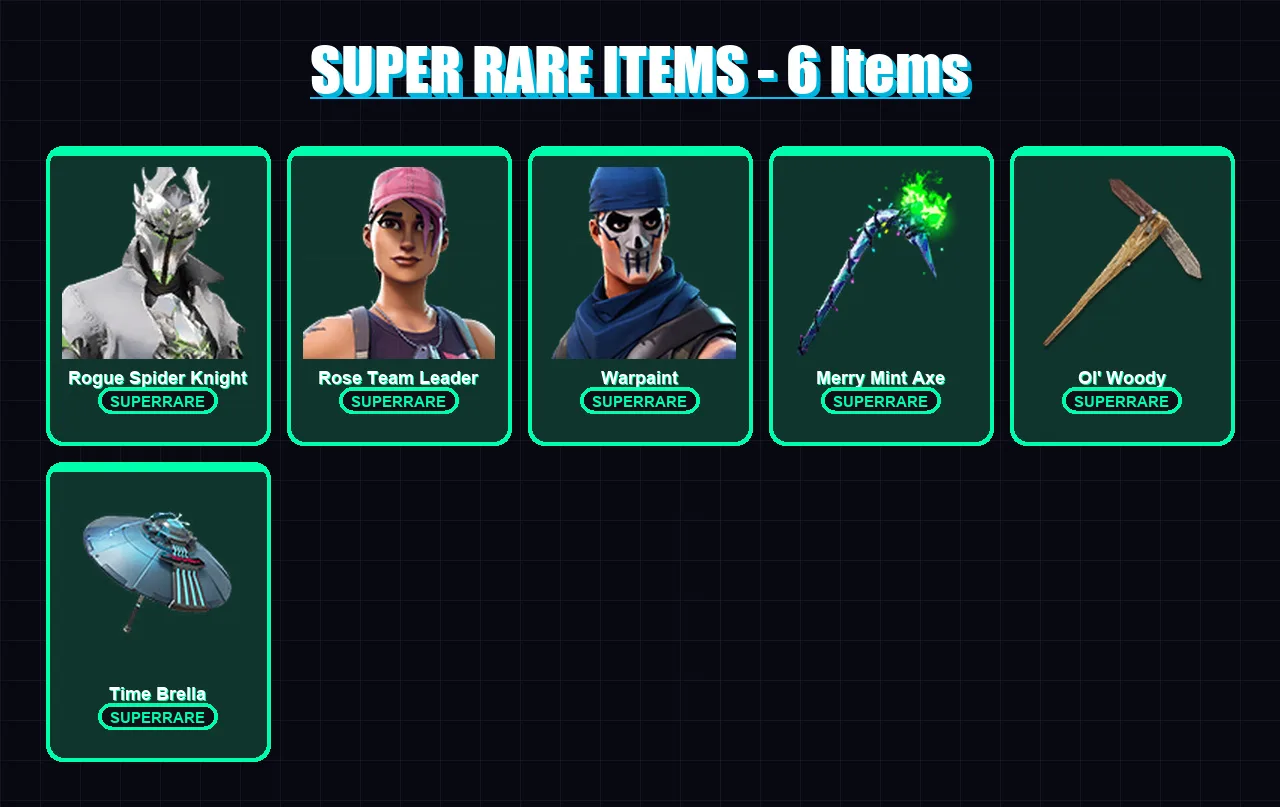 [PC/PSN] | Rogue Spider Knight | Rose Team Leader | Warpaint | Midas | Fusion | 144 skin | 194 pickaxe | 136 emote | 145 glider | Lv2356