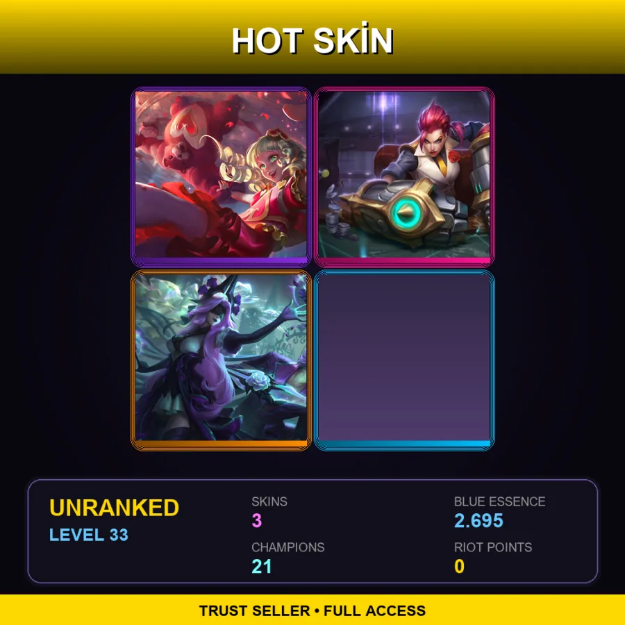 LAN | Lv33 | Unranked | 3 Skin | 21 Champ
