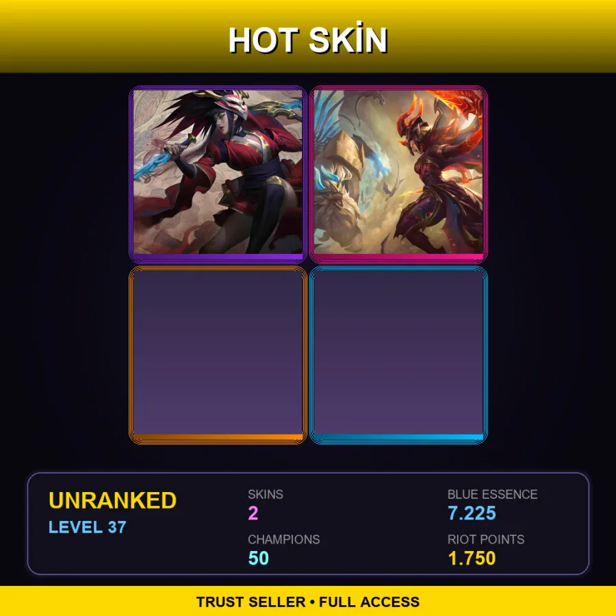 EUW | Lv37 | Unranked | 2 Skin | 50 Champ — LoL account