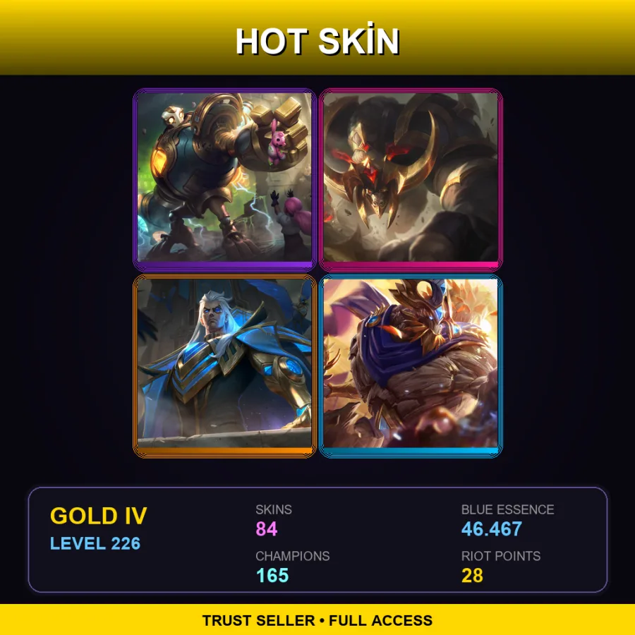 EUNE | Lv226 | Gold IV | 84 Skin | 165 Champ