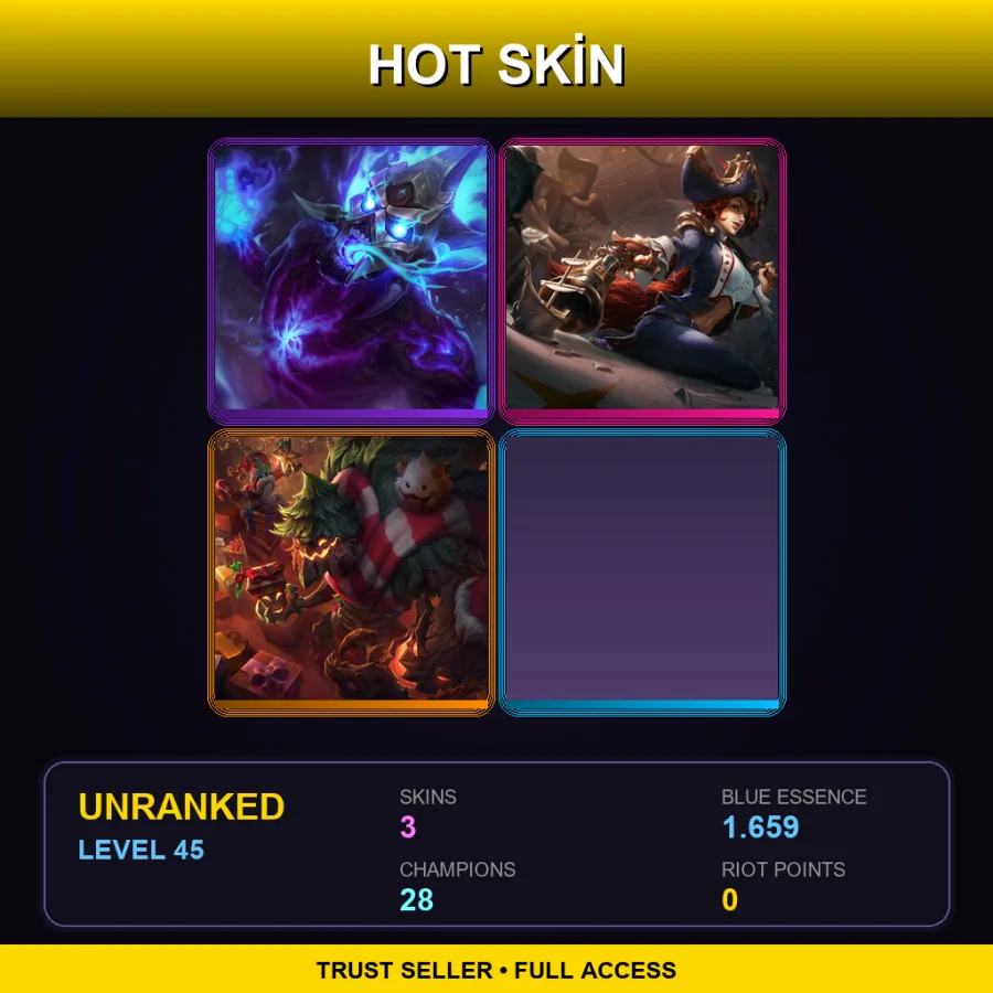 RU | Lv45 | Unranked | 3 Skin | 28 Champ