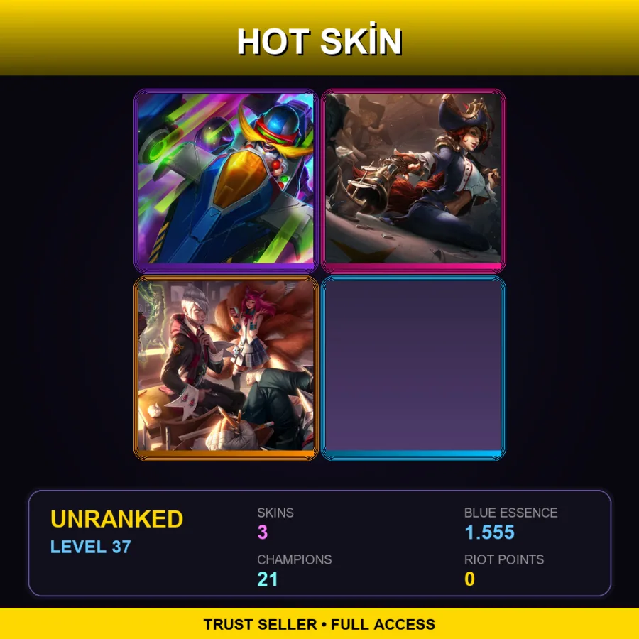 NA | Lv37 | Unranked | 3 Skin | 21 Champ