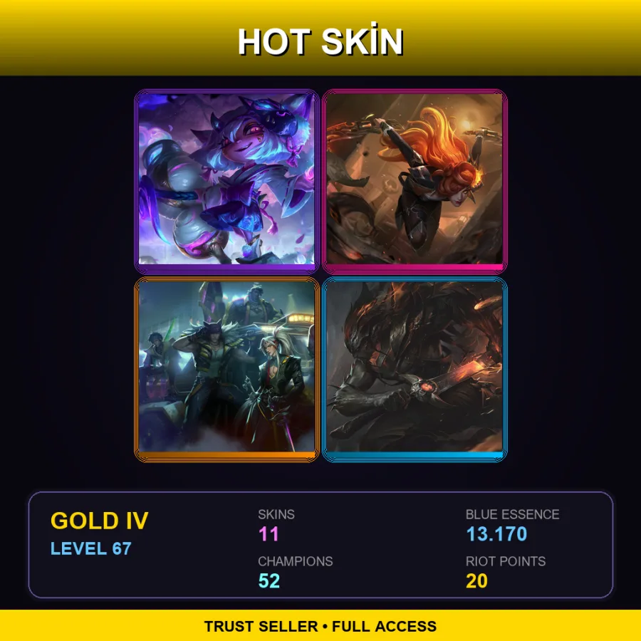 EUW | Lv67 | Gold IV | 11 Skin | 52 Champ