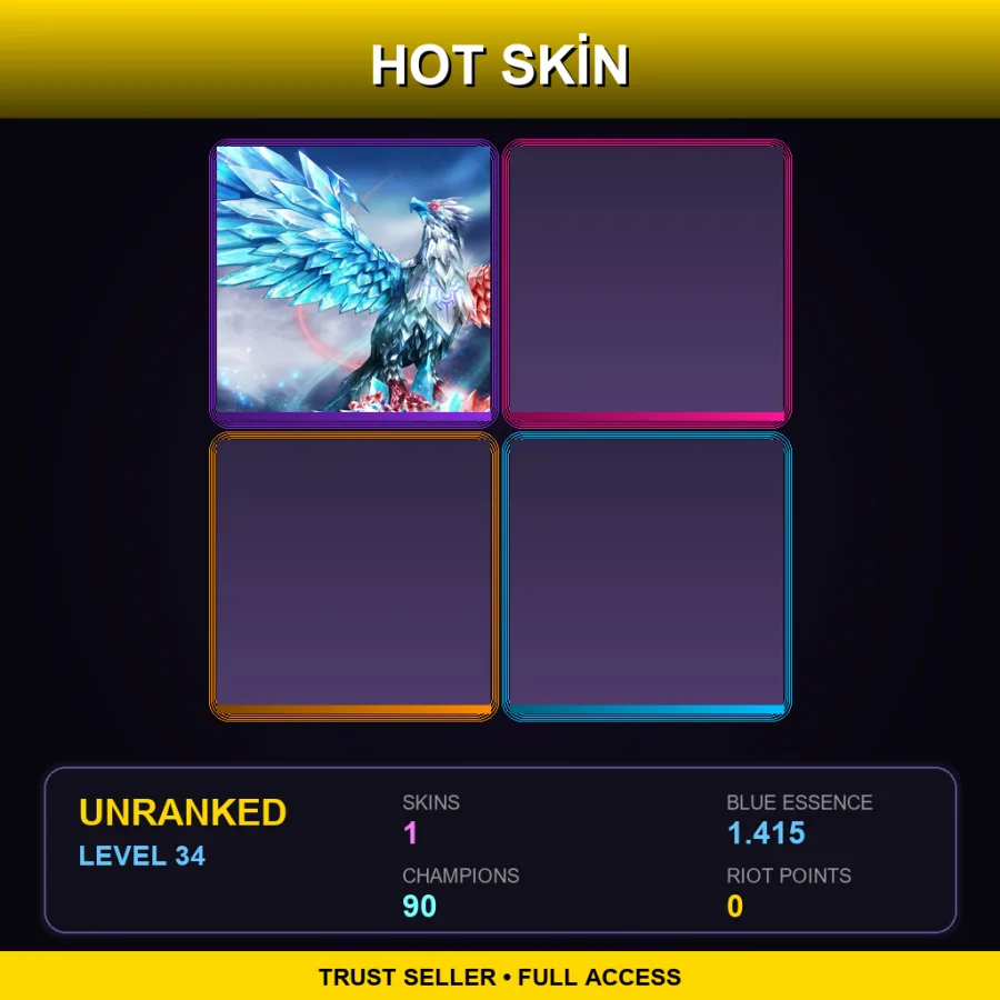 EUW | Lv34 | Unranked | 1 Skin | 90 Champ — LoL account