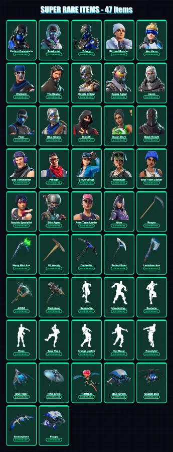 [PC/XBOX] | Carbon Commando | Breakpoint | Trilogy | Blizzard Bomber | Neo Versa | 312 skin | 226 pickaxe | 236 emote | 182 glider | Lv3046