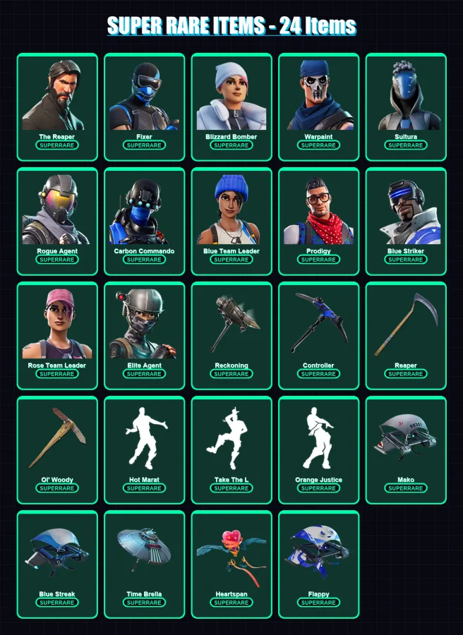 [PS4/PS5/XBOX/PC] | The Reaper | Fixer | Blizzard Bomber | Warpaint | Sultura | 140 skin | 109 pickaxe | 97 emote | 112 glider | Lv1516