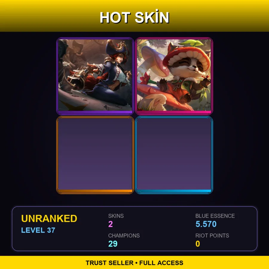 EUW | Lv37 | Unranked | 2 Skin | 29 Champ