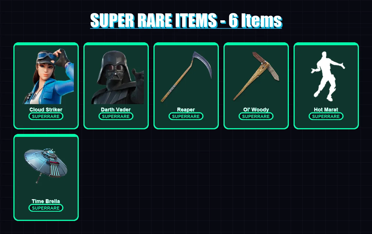 [PC/XBOX] | Cloud Striker | Darth Vader | Malik | Joey | Son Goku | 173 skin | 214 pickaxe | 156 emote | 150 glider | Lv3322