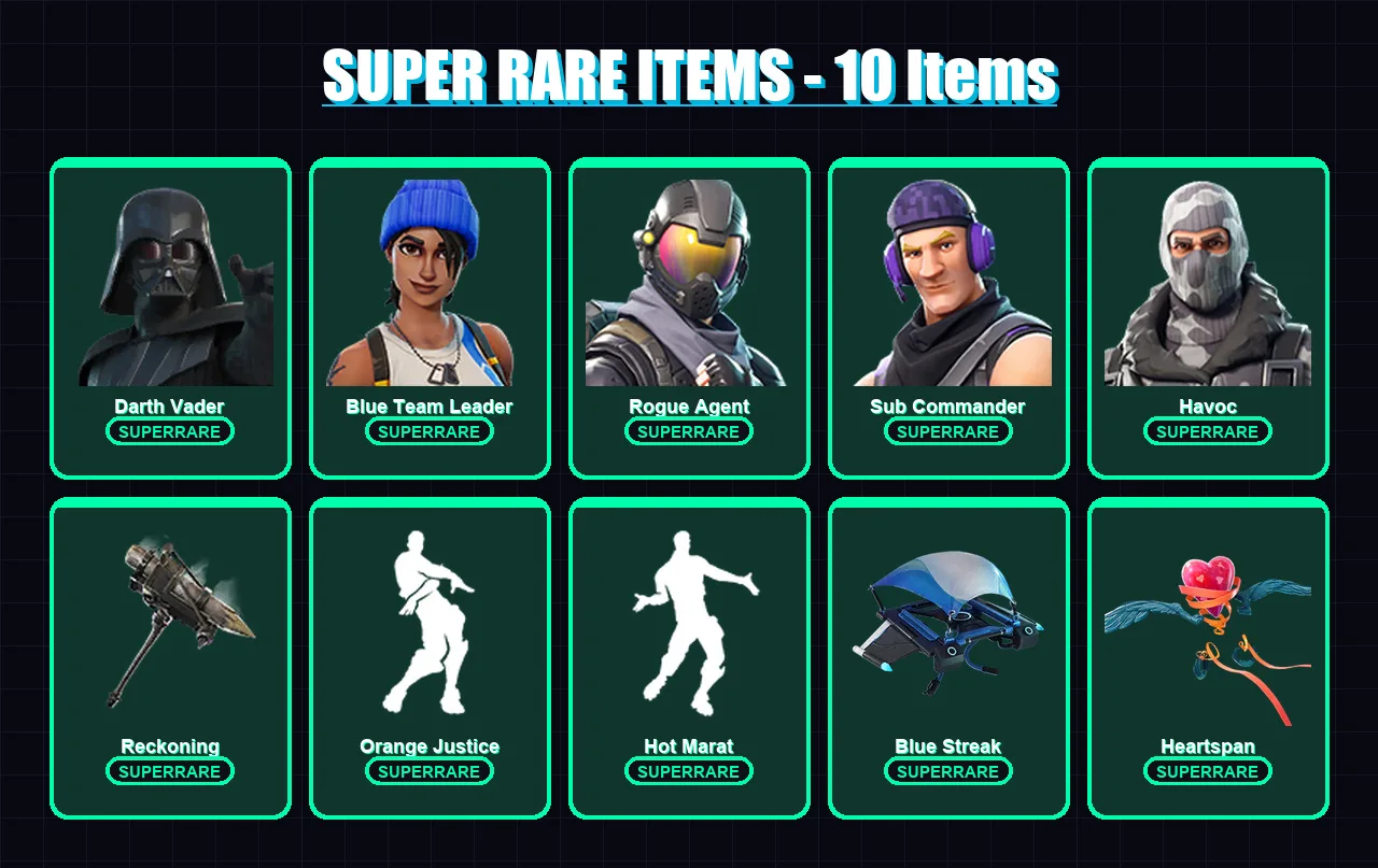 [PS4/PS5/PC] | Darth Vader | Blue Team Leader | Rogue Agent | Sub Commander | Havoc | 72 skin | 108 pickaxe | 85 emote | 113 glider | Lv1624