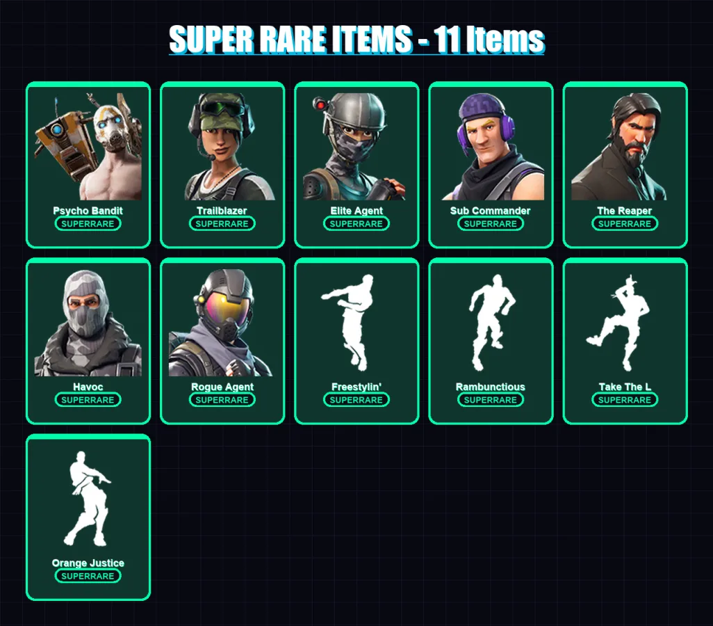 [PS4/PS5/XBOX/PC] | Psycho Bandit | Trailblazer | Elite Agent | Sub Commander | The Reaper | 37 skin | 31 pickaxe | 34 emote | 33 glider | Lv459